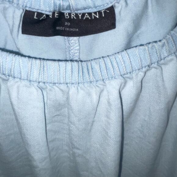 Lane Bryant Size 20 Womens Light Chambray Belted Dress Tiered Ruffle Lightweight - Picture 3 of 6